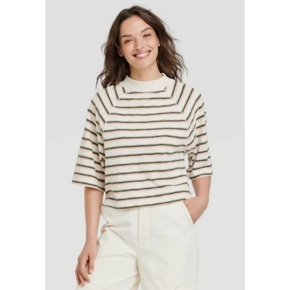 Universal Thread Slub Striped Crop Tee